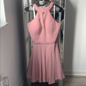 Azazie Halter Short A-line dress Dusty Rose A10